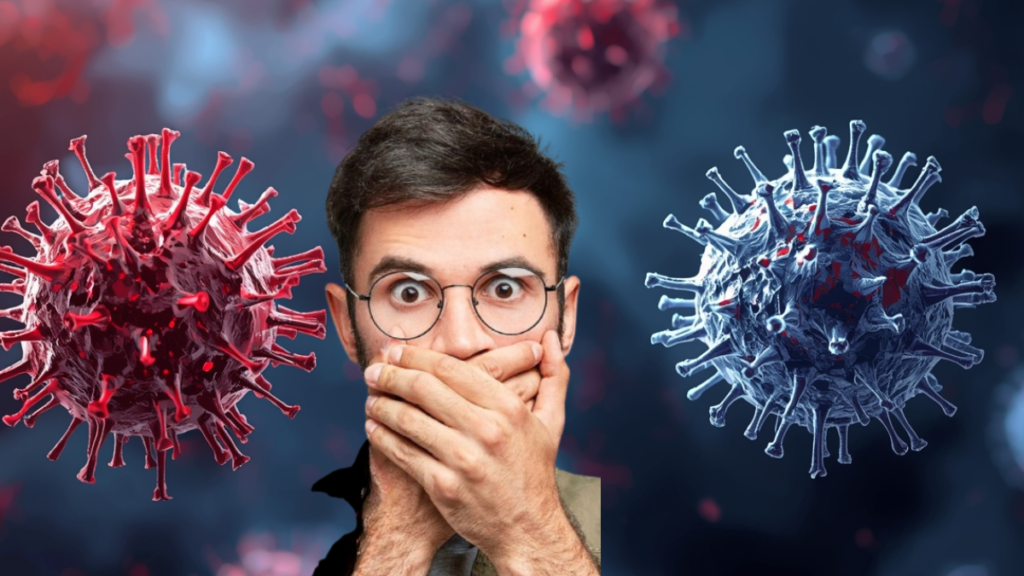 Illustration showing good and bad bacteria balance in the oral microbiome