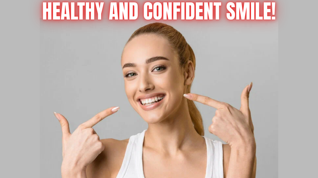 Person with a healthy smile after using probiotics to aid oral health.