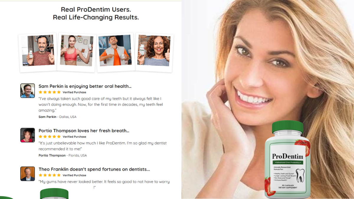 Collection of verified ProDentim customer reviews and testimonials